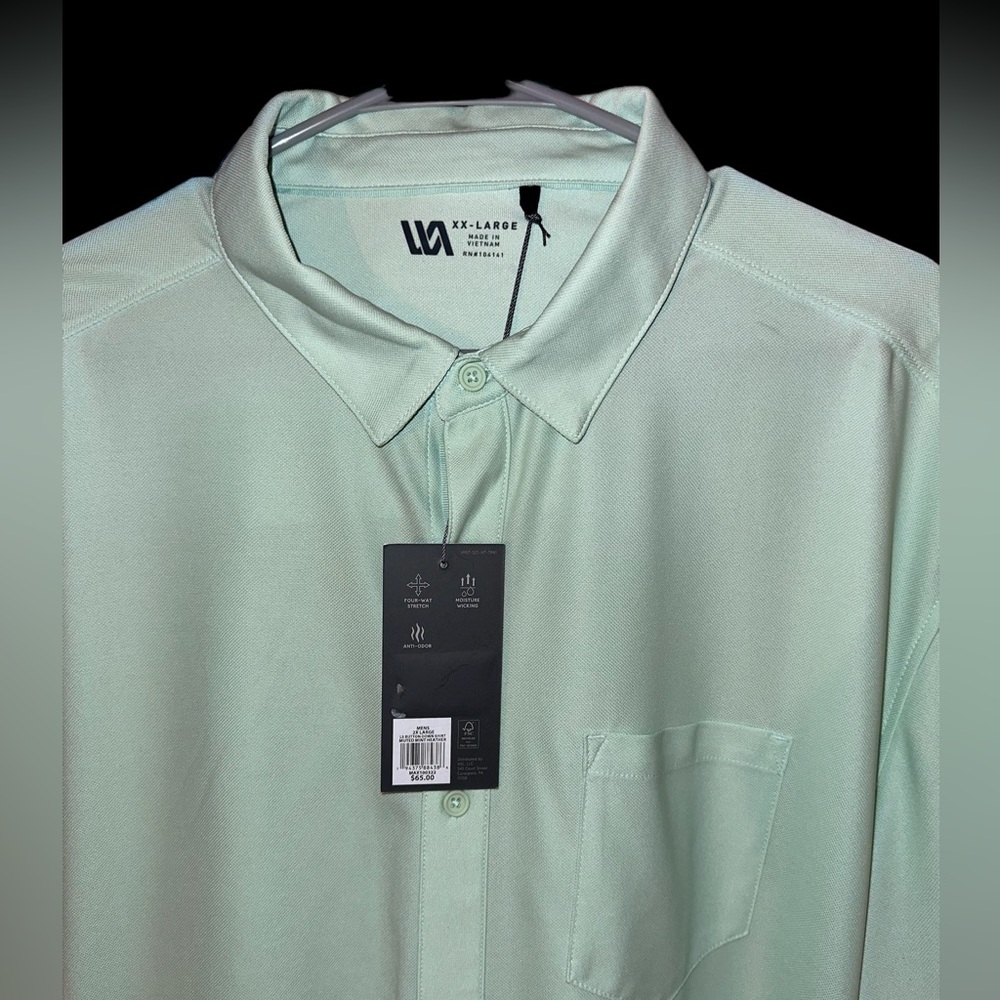 VRST 💚shirt Mens size XL button down long sleeve Mint Heather NWT Stretch light - Picture 3 of 5